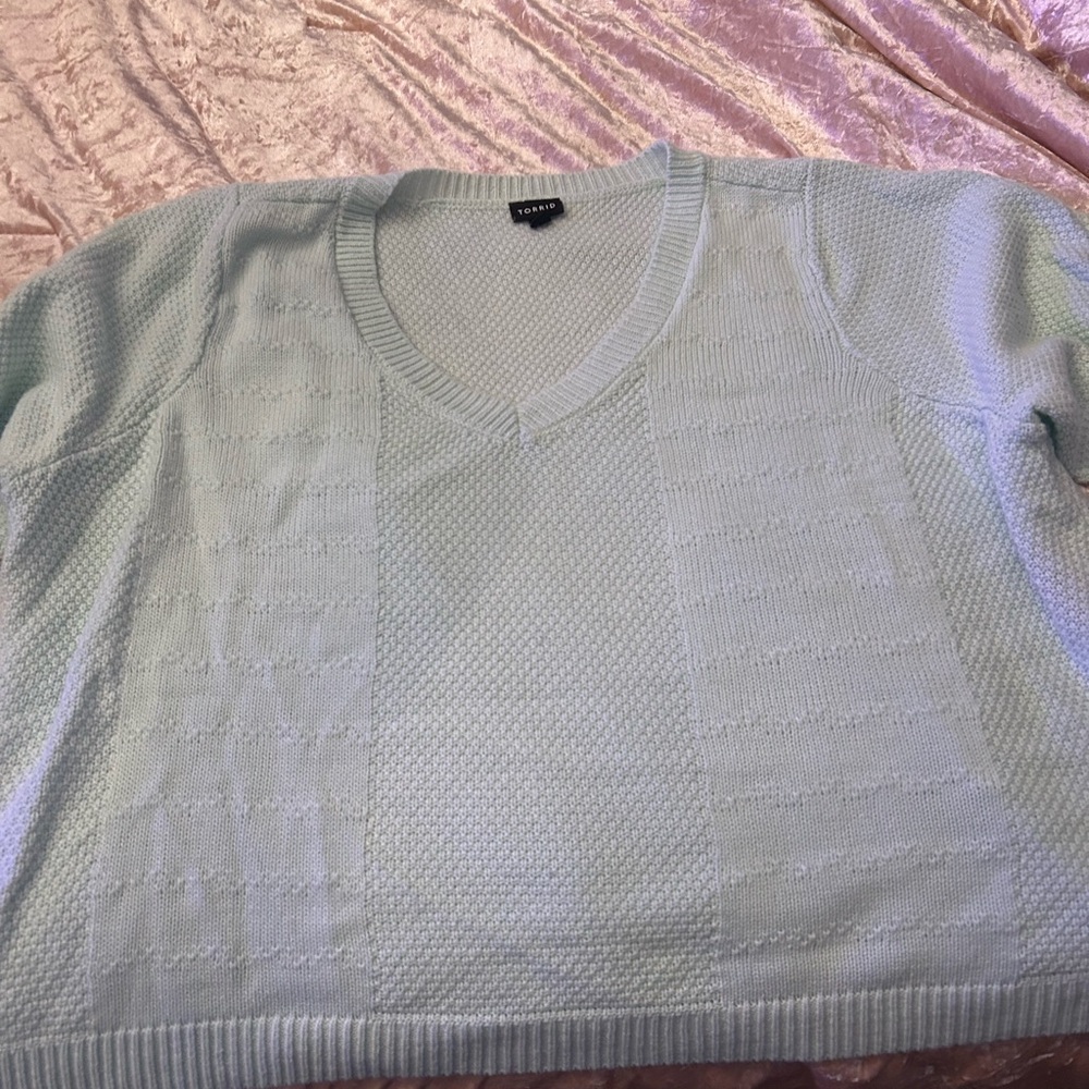 Torrid Light Mint Green V-Neck Sweater